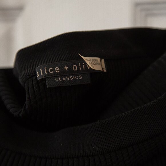 Alice & Olivia Bateau Neckline Off-the-Shoulder Ribbed Sweater in Black | Size S - Picture 6 of 7